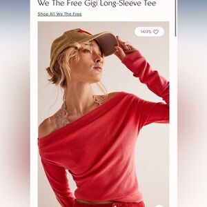 We the Free Gigi Longsleeve Tee in Red- size XS